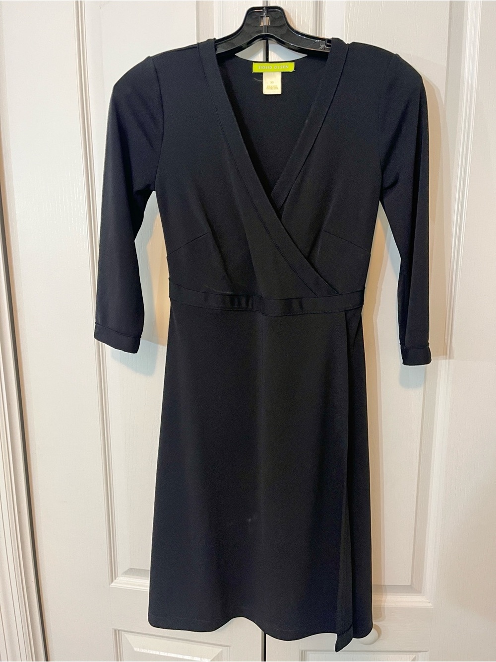 Sigrid Olsen Black Faux Wrap Fit & Flare Dress XS